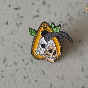 Cool Skulls Goat Horned Demon Skeletons Quijii Board Macabre Death Lapel Pin